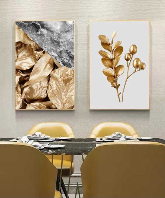 Gold Frame 60*90 Cm Crystall Porsalein Painting Decorative For Living Room 2 pcs